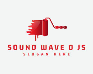 3D Red Paint Roller logo design