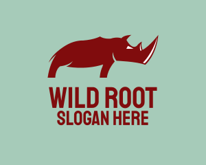 Wild Red Rhinoceros logo design