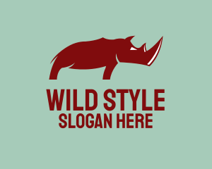 Wild Red Rhinoceros logo design