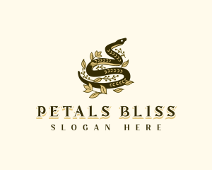 Elegant Floral Snake logo design