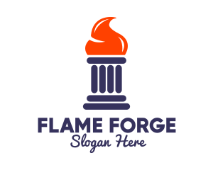 Orange Flame Pillar  logo design