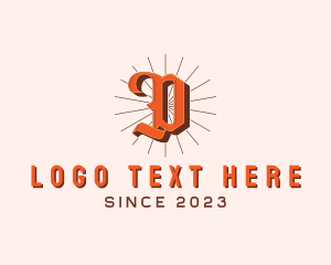 Lettering - Old English Sunrays Letter D logo design