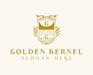 Golden Royalty Shield logo design