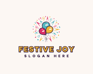 Balloon Festivity Birthday logo design