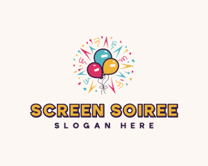 Balloon Festivity Birthday logo design