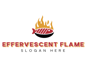 Flame Grill Fish Seafood logo design