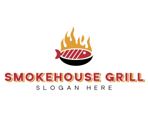 Flame Grill Fish Seafood logo design