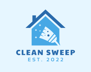 Housekeeper Broom Cleaning logo design