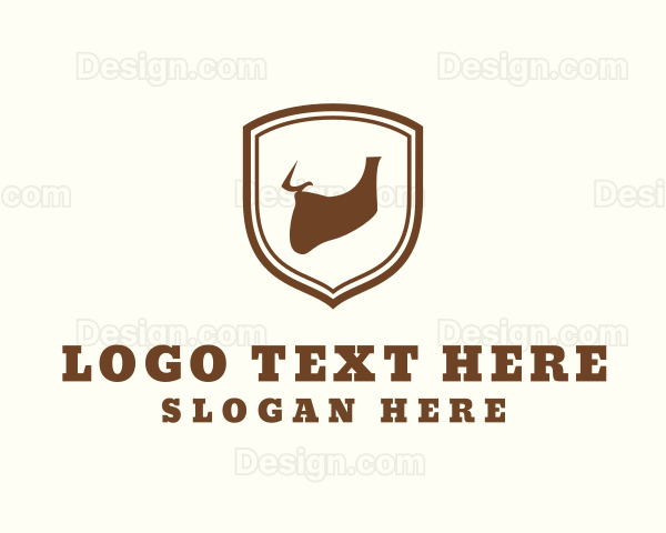 Hipster Beard Shield Logo