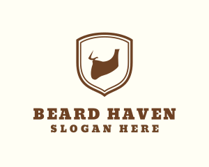 Hipster Beard Shield logo design