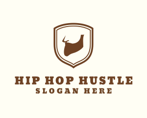 Hipster Beard Shield logo design