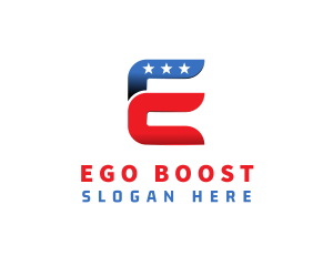 Stars and Stripes Letter E logo design