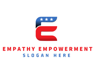 Stars and Stripes Letter E logo design