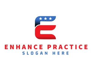 Stars and Stripes Letter E logo design