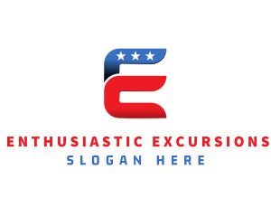 Stars and Stripes Letter E logo design