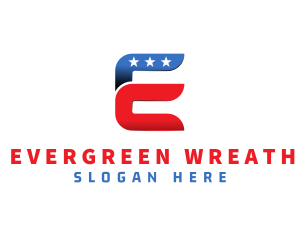 Stars and Stripes Letter E logo design