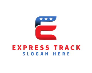 Stars and Stripes Letter E logo design