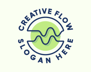 Abstract Wave Flow Badge logo design