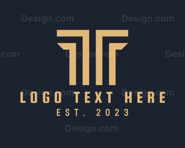Symmetrical Column Letter T Logo