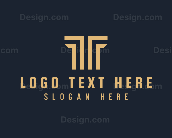 Symmetrical Column Letter T Logo