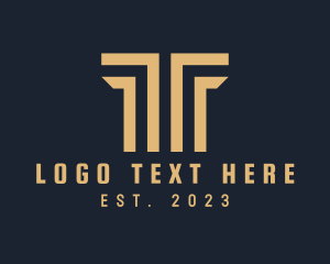Simple - Symmetrical Column Letter T logo design