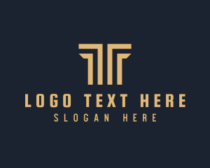 Symmetrical Column Letter T logo