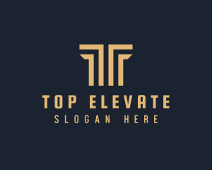 Symmetrical Column Letter T logo design