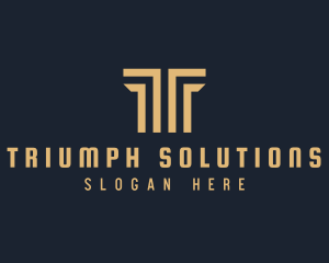 Symmetrical Column Letter T logo design