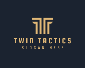 Symmetrical Column Letter T logo design