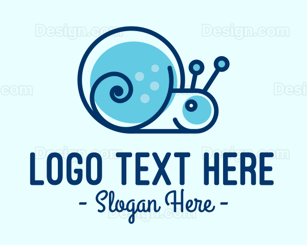 Cute Blue Snail Logo