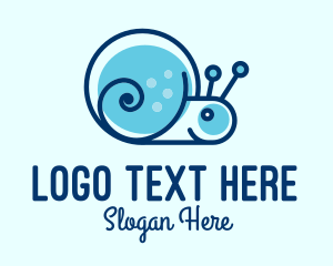 Cute Blue Snail Logo