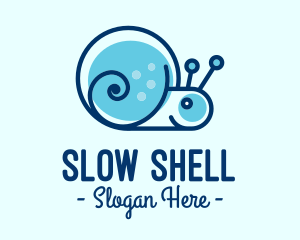 Cute Blue Snail logo design