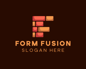 Construction Company Bricks Letter F logo design