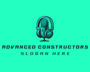 Headphone Microphone Recording logo design