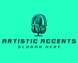 Headphone Microphone Recording logo design