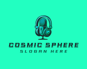 Headphone Microphone Recording logo design