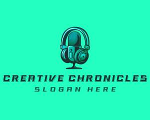 Headphone Microphone Recording logo design