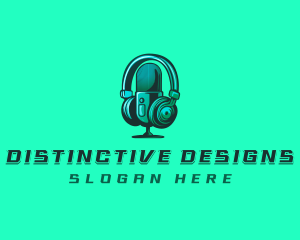 Headphone Microphone Recording logo design