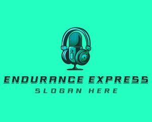 Headphone Microphone Recording logo design