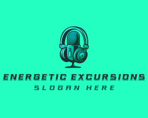 Headphone Microphone Recording logo design