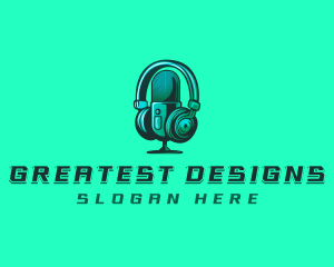 Headphone Microphone Recording logo design