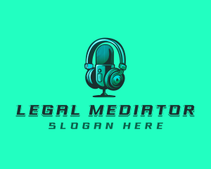 Headphone Microphone Recording logo design