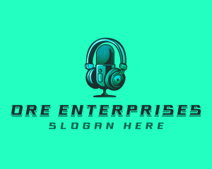 Headphone Microphone Recording logo design