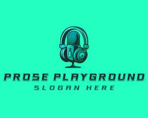 Headphone Microphone Recording logo design