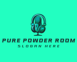 Headphone Microphone Recording logo design