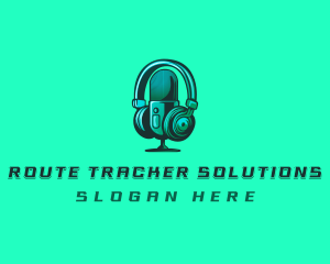 Headphone Microphone Recording logo design