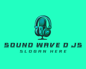 Headphone Microphone Recording logo design