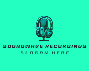 Headphone Microphone Recording logo design