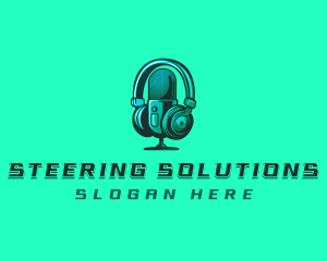 Headphone Microphone Recording logo design