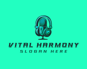 Headphone Microphone Recording logo design